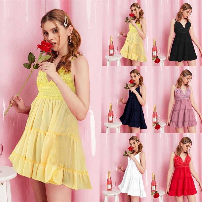 Lace Suspender Patchwork Women's Dress (European & American)