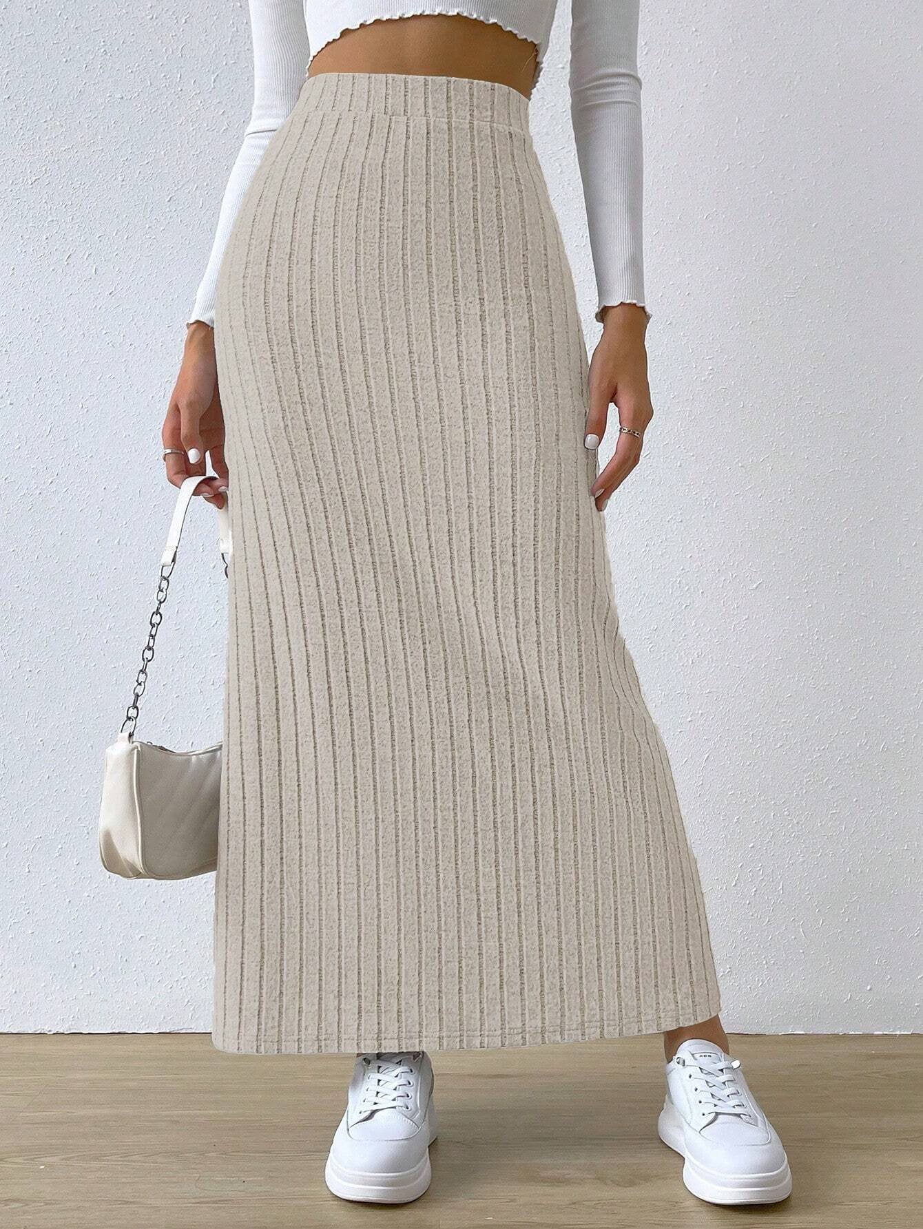 High Waist Side Slit Slim Fit Long Skirt Dress