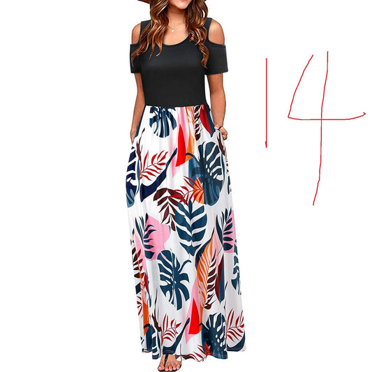 Women's Suspender Dress with European and American Print